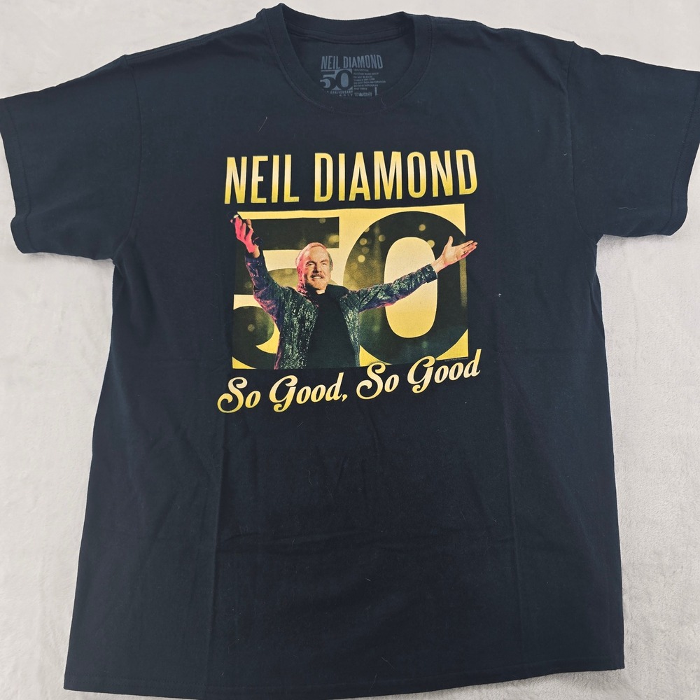 Neil Diamond T Shirt Mens L 50th Anniversary World‎ Tour Black So Good Unisex